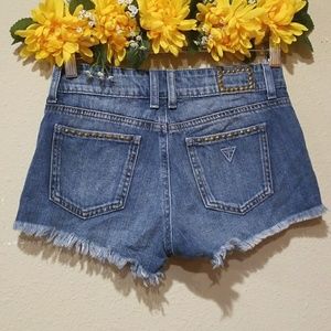 Guess Scarlett Cutoff Denim Shorts with Gold Studs